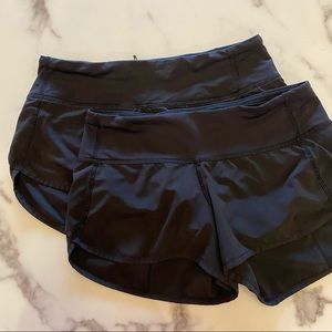 Pair of Lululemon Speed Shorts Black // 2